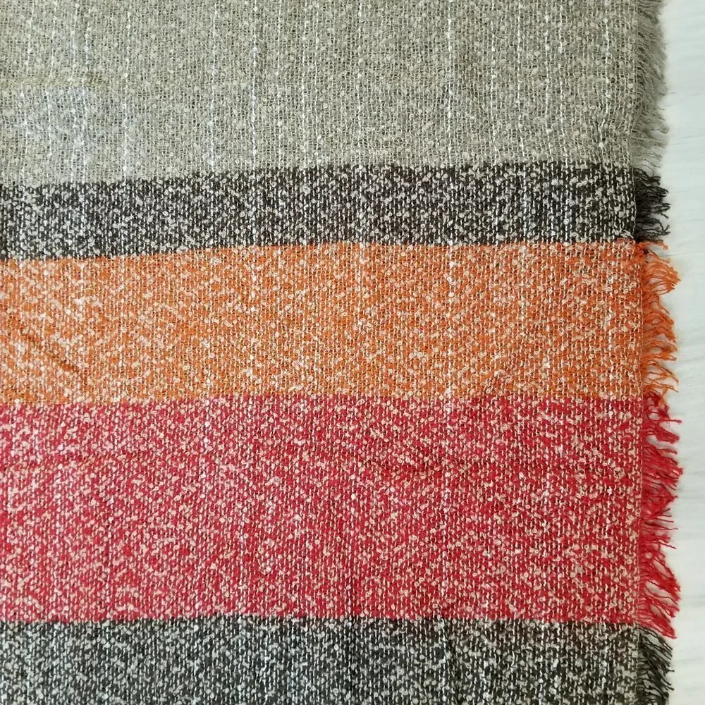 Steve Madden Large Boucle Beige Stripe Blanket Throw Shawl Scarf NEW NWT $50
